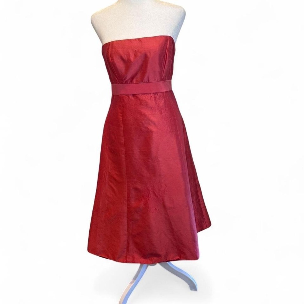 Jenny Yoo Collection‎ Strapless Red Dress A-Line Satin Cocktail Bridesmaid